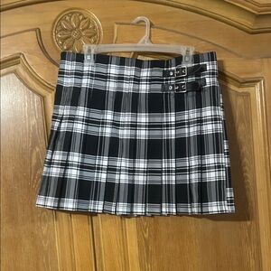 No Boundaries Black and White Plaid Mini Skirt